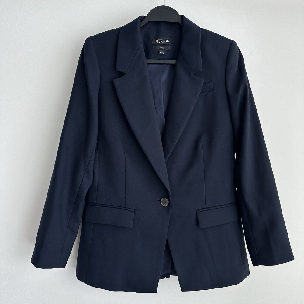 J. Crew Willa Blazer Womens 2 Navy Italian City Wool Blazer Minimalist Career